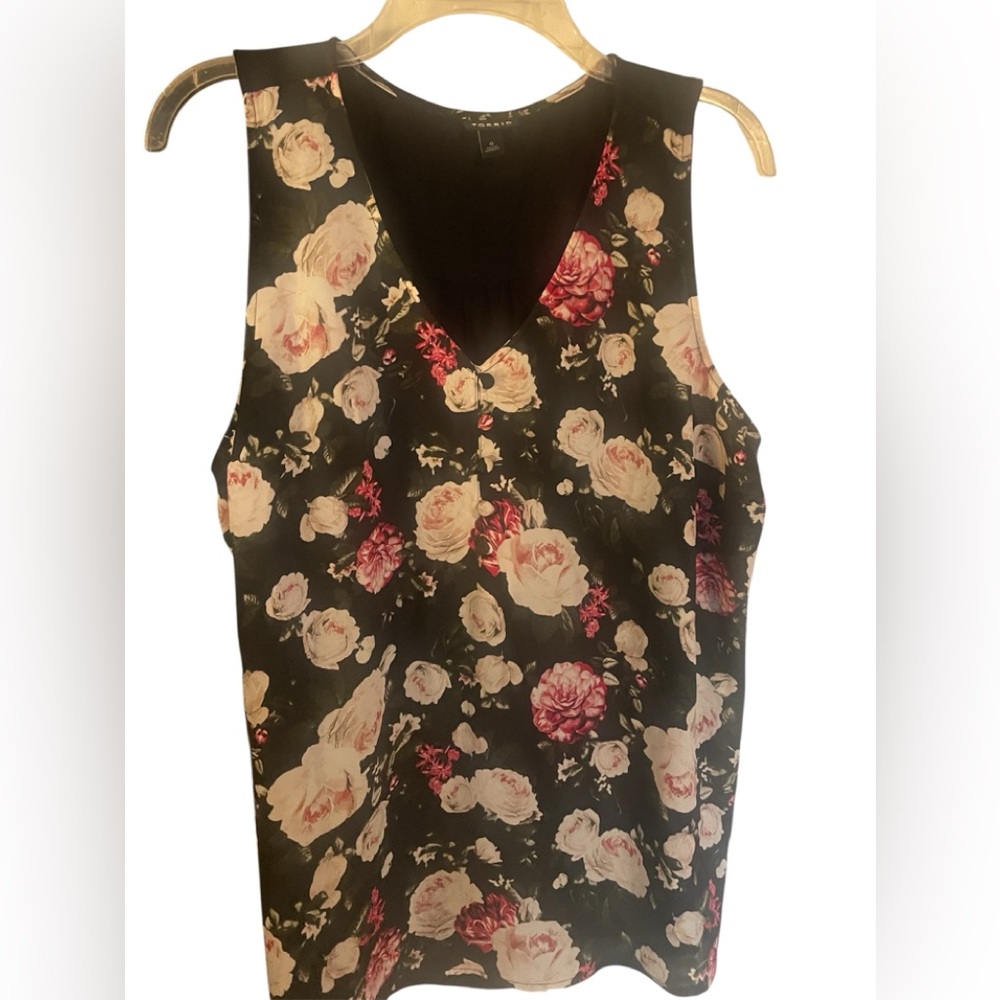 Torrid Black and Pink Floral Tank Top
